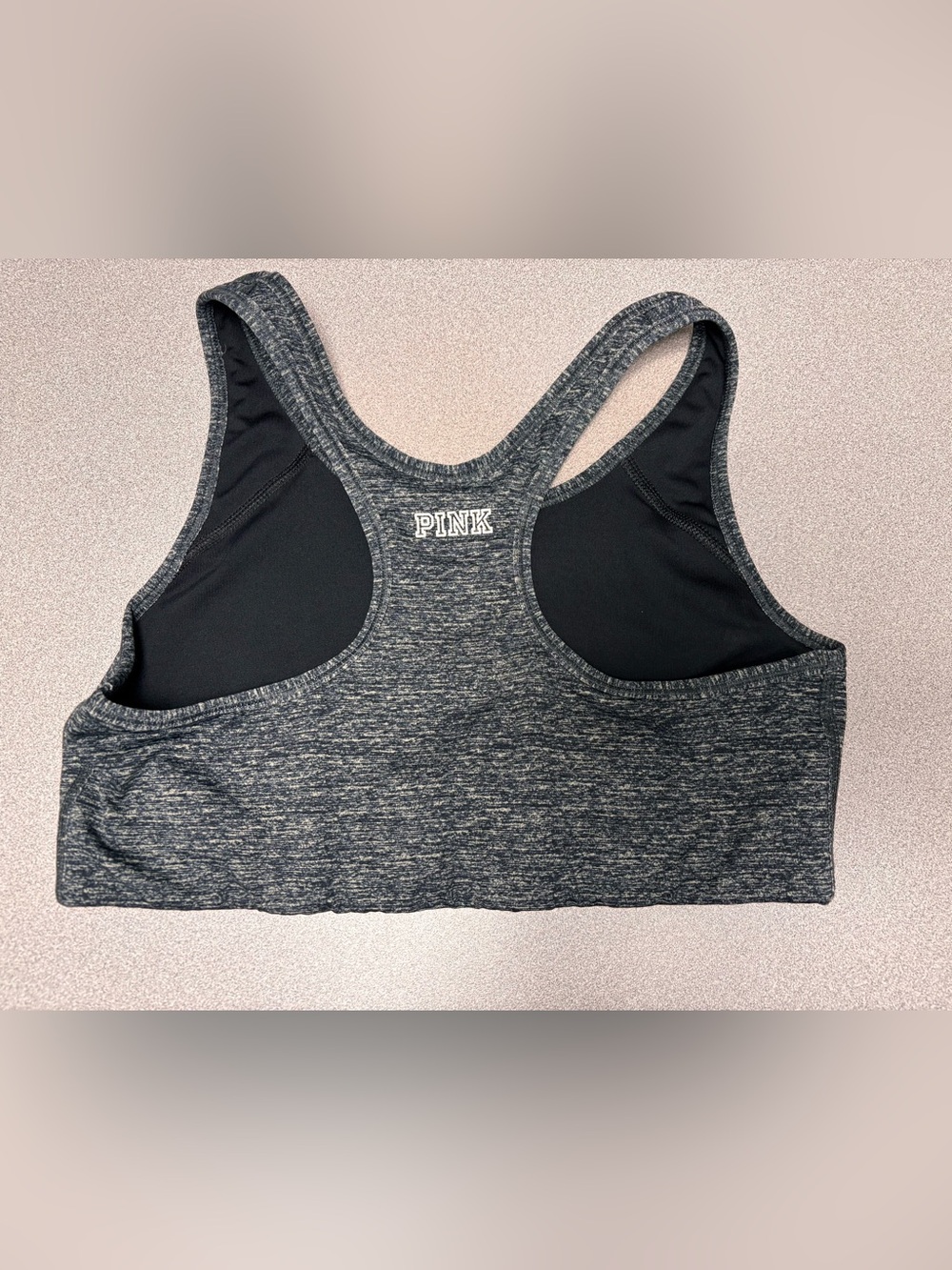 Victoria's Secret PINK Ultimate Racerback Black And Gray Sports Bra Large